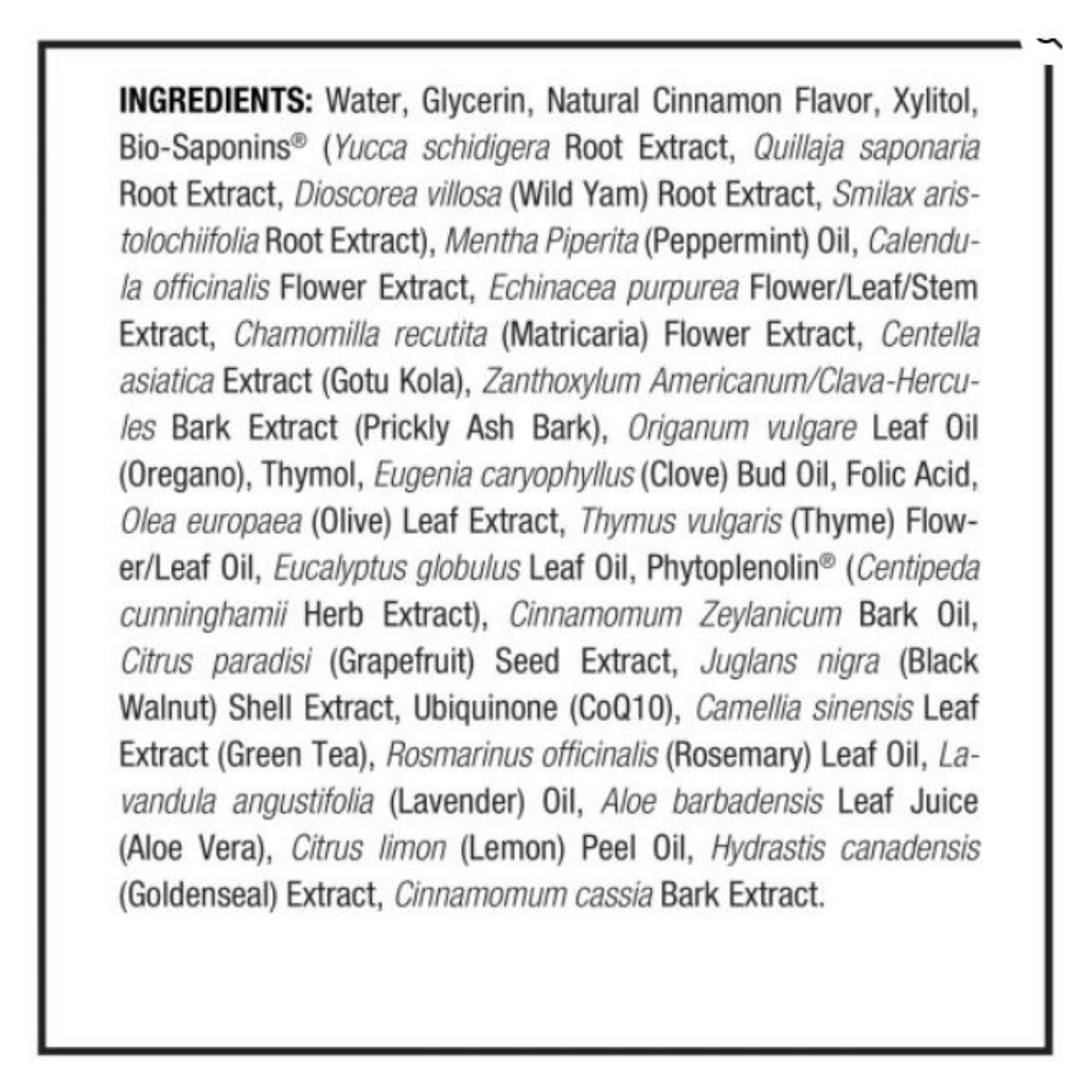 PerioBrite CinnaMint Mouthwash Ingredients