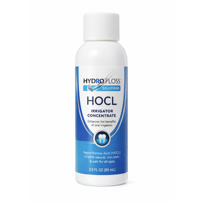 Hydro Floss Solutions HOCL Irrigator Concentrate 3 oz bottle on a white background