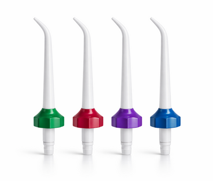 Four Hydro Floss EveryDay tips with different colored bands on a white background